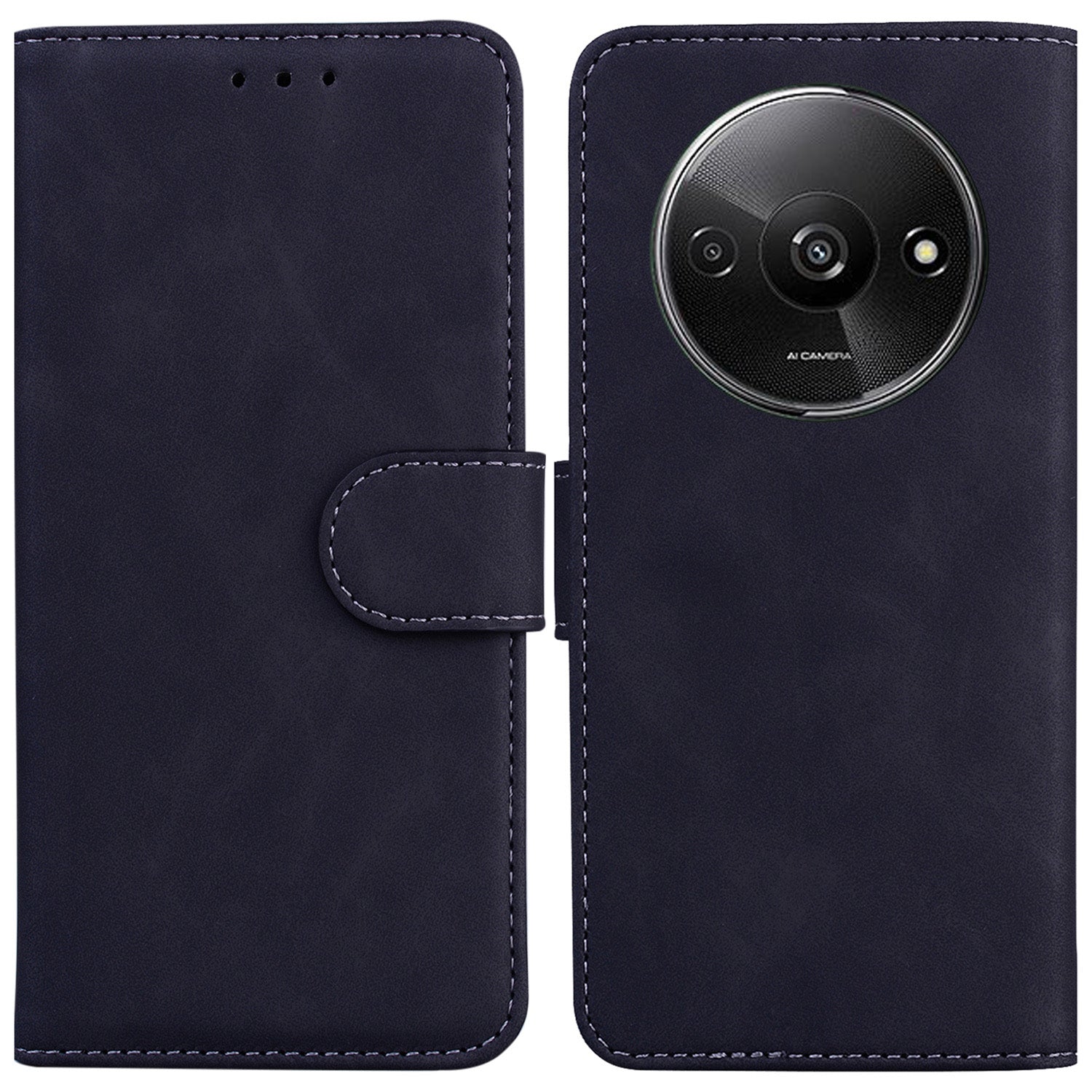 For Xiaomi Redmi A3 / Poco C61 4G Cell Phone Case PU Leather Drop-proof Cover Pure Color Phone Stand For Xiaomi Redmi A3 / Poco C61 4G Cell Phone Case PU Leather Drop-proof Cover Pure Color Phone Stand